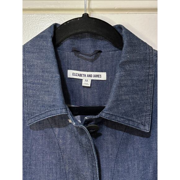 Elizabeth and James York Chambray Button Front Jacket Indigo Peplum Size Medium - Picture 3 of 14